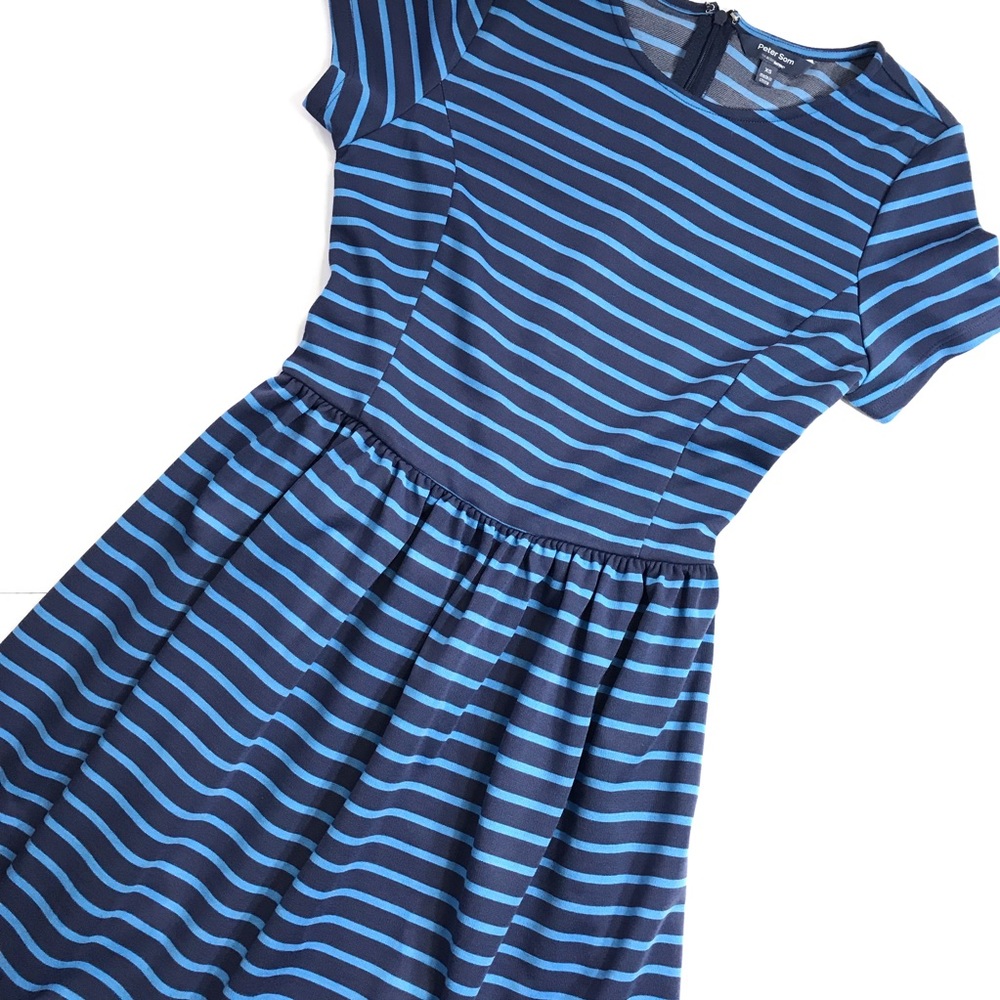 Peter Som DesignNation blue navy striped fit and flare dress